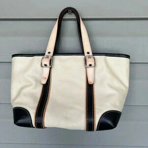 Coach Mini handbag canvas with leather trim straps